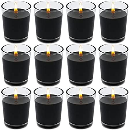 Amazon.com: Black Halloween Votive Candles in Glass 12 Packs Small Unscented Soy Wax Candles : Home  | Amazon (US)