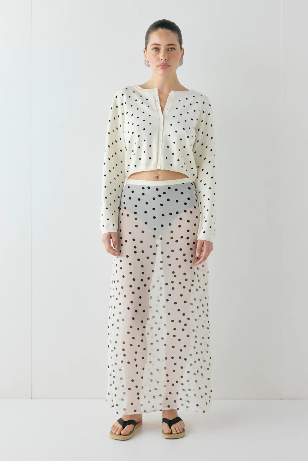 Vilma Sheer Maxi Skirt Polka Dot | VRG Grl