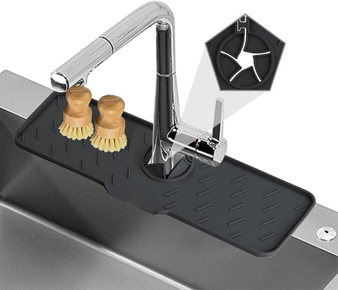 Meiliweser Silicone Faucet Splash Guard, 18” x 5.9”, Faucet Water Catcher Mat, Longer Silicon... | Amazon (US)