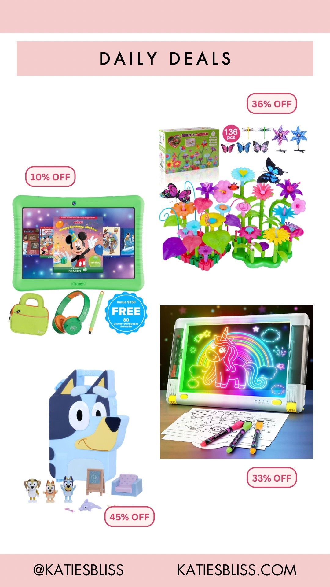 Daily deals ✨

Walmart. Deal. Sale. Markdown. Toy. Kid. Toddler. Table. Drawing board. Bluey. Build. 



#LTKSpringSale #LTKKids #LTKSaleAlert