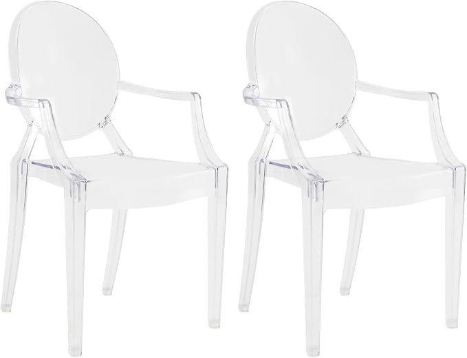 JOON 2 Pack Kids Ghost Chairs with Armrest Transparent, 25x13x14.5 Inches, Polycarbonate Material... | Amazon (US)
