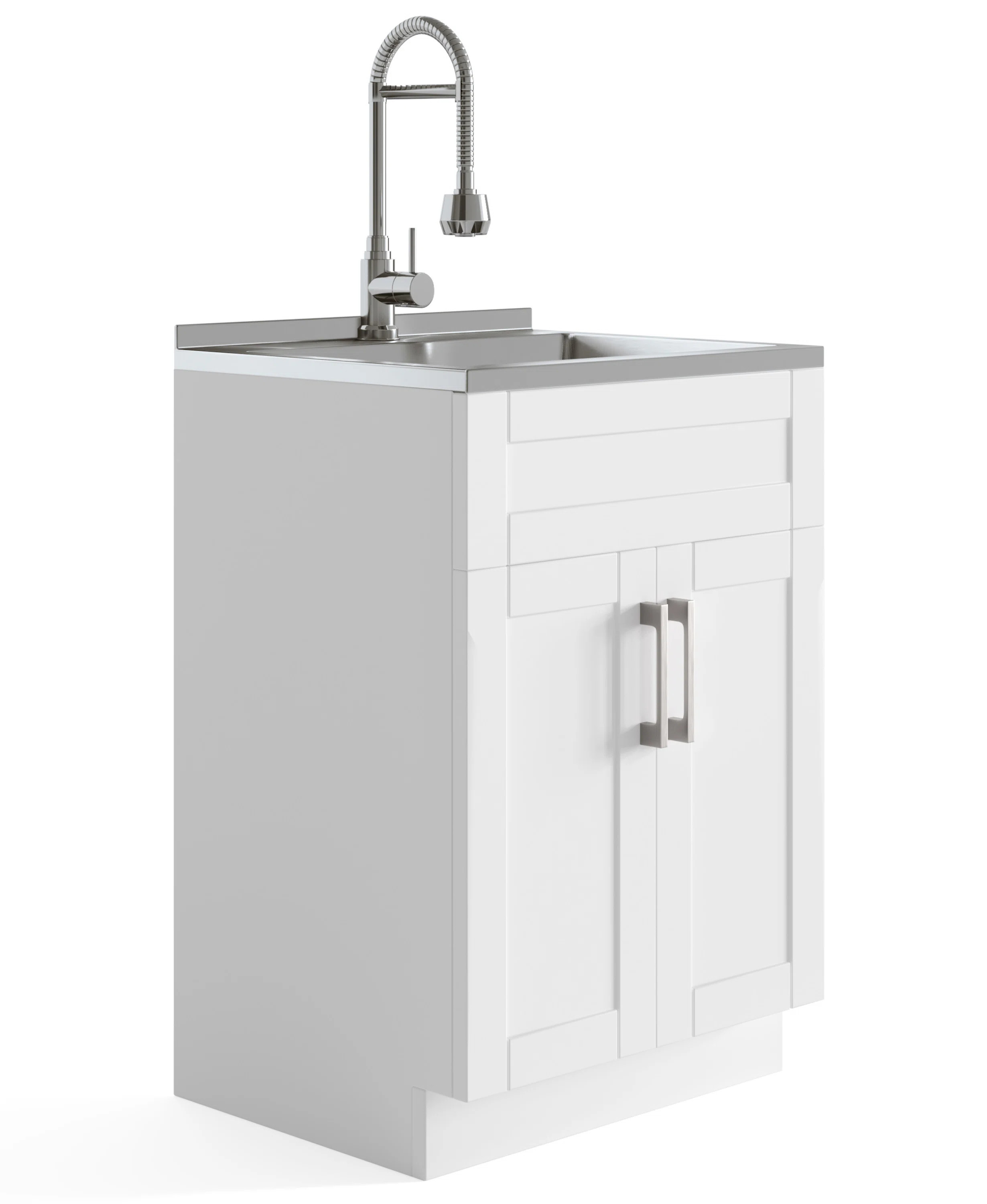 Simpli Home Hennessy 24"W Utility Sink & Laundry Cabinet with High Arc Faucet and Stainless Steel... | Wayfair North America