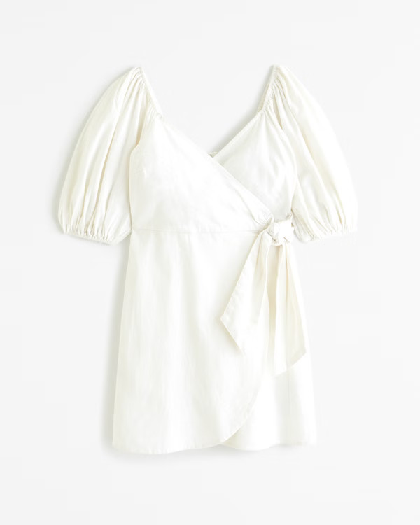 Women's Puff Sleeve Wrap Mini Dress | Women's Clearance | Abercrombie.com | Abercrombie & Fitch (US)