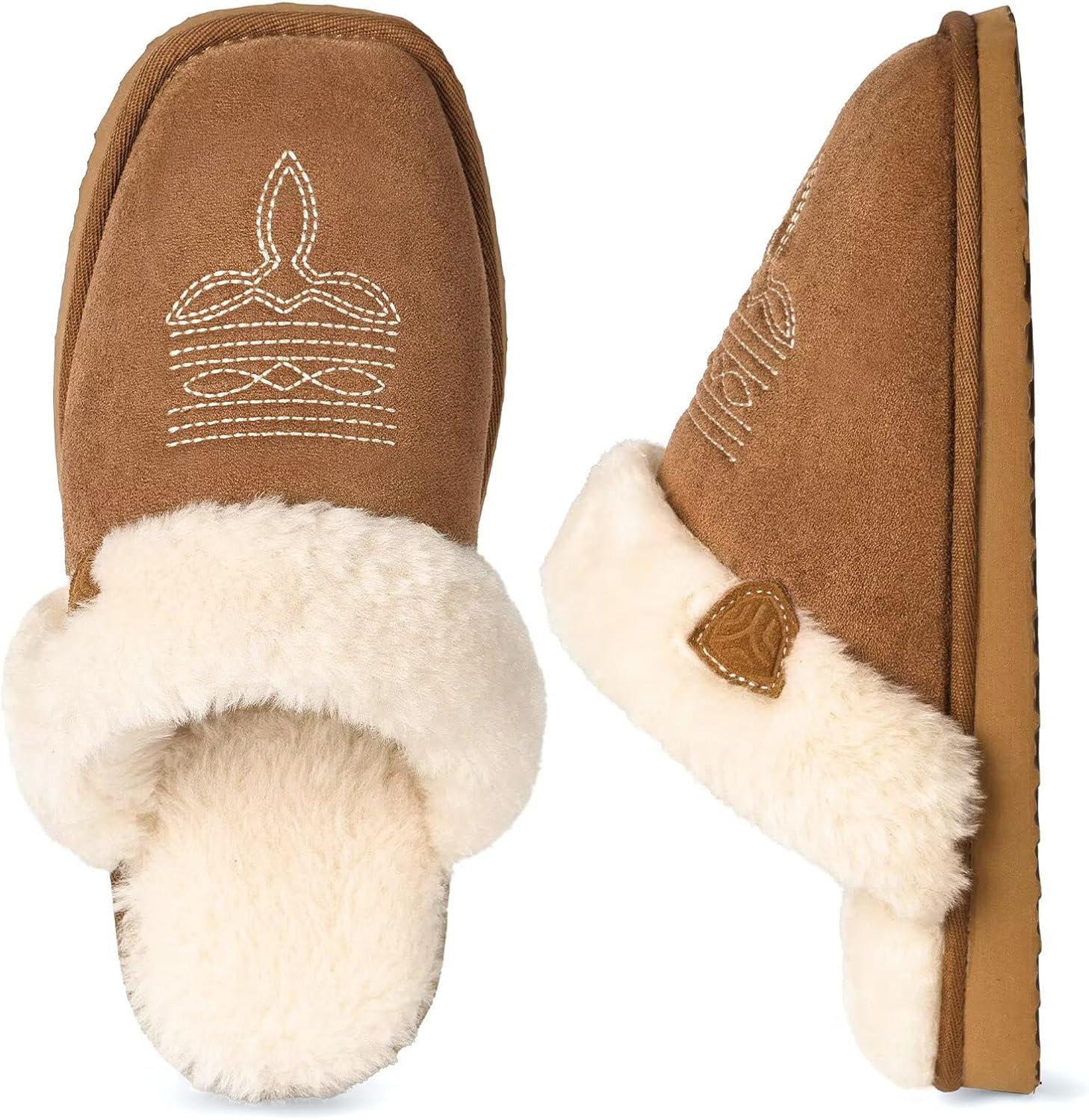 LBF Western Slippers for Women Fuzzy Cowboy Boot Slippers Indoor Outdoor | Amazon (US)