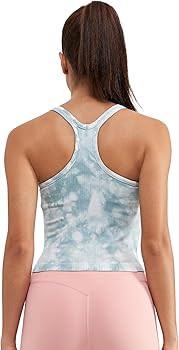 Ribbed Workout Short Racerback Tank Tops for Women with Built in Bra | Amazon (US)