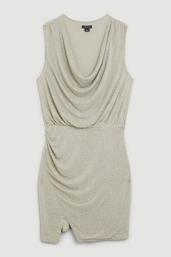 Embellished Cowl Neck Jersey Mini Dress | Karen Millen US