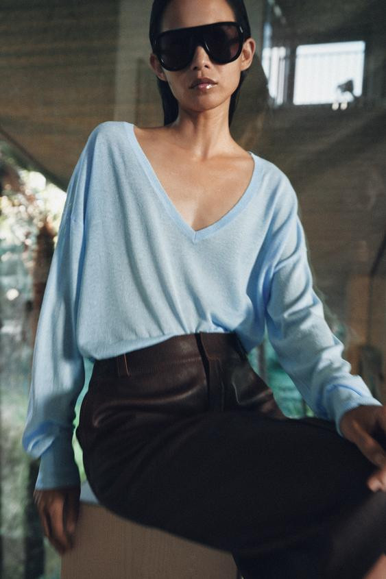 FINE KNIT V-NECK JUMPER | Zara US