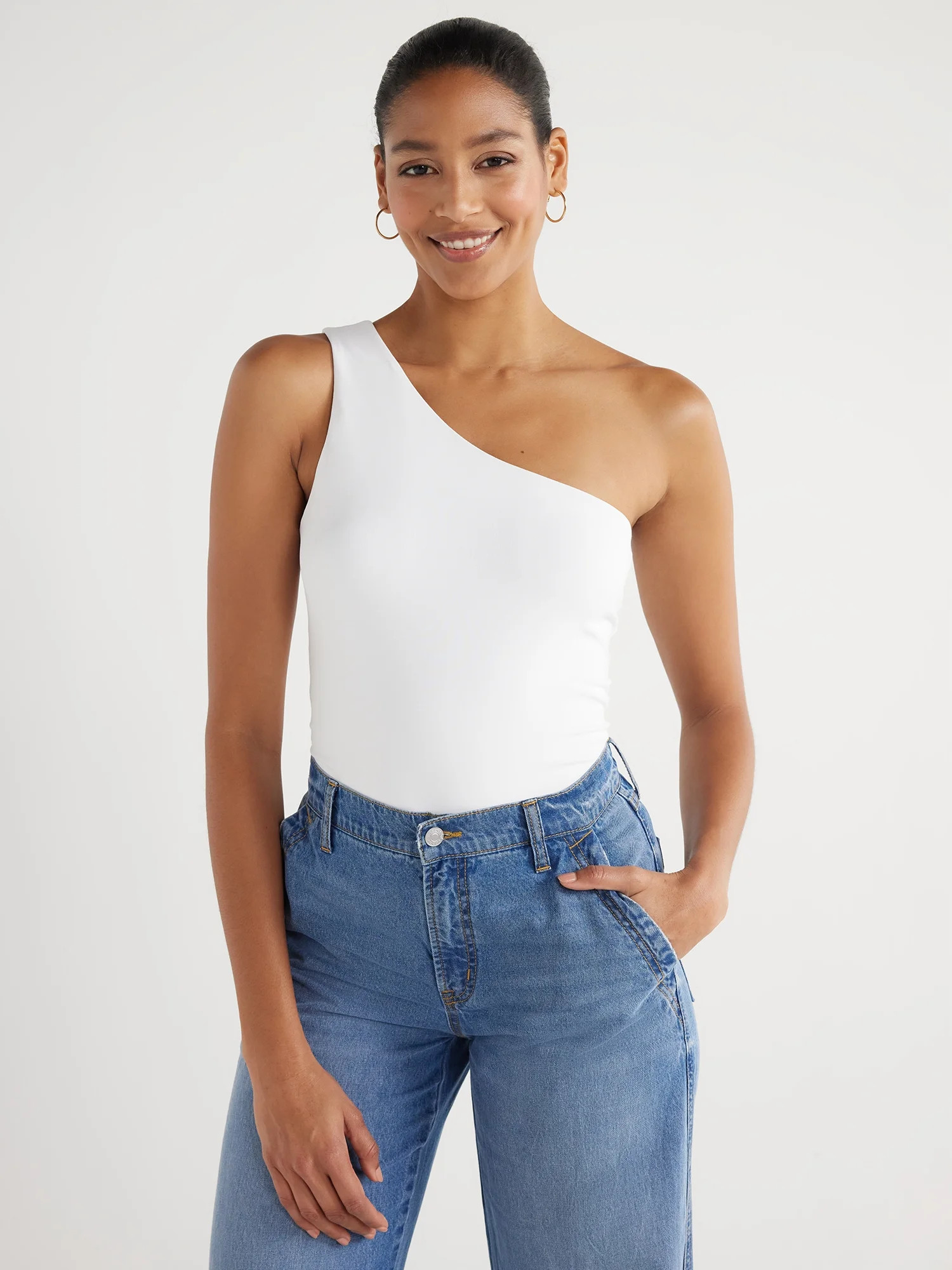Scoop Women's Contour One Shoulder Tank Top, Sizes XS-XXL | Walmart (US)