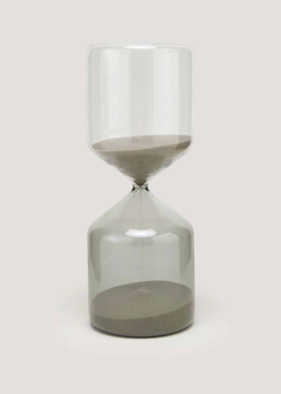 Grey Tinted Glass Sandtimer (7cm x 7cm x 18cm) | Matalan (UK)