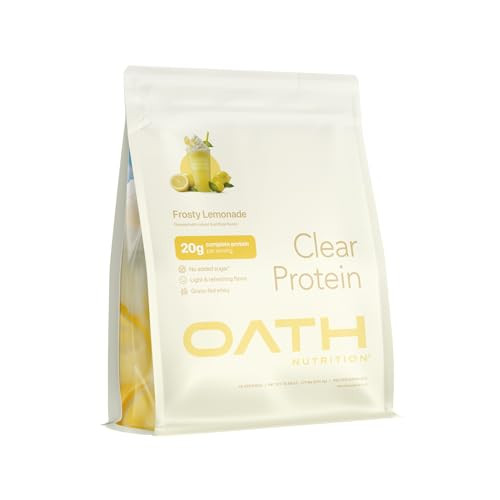 Oath Nutrition Clear Whey Isolate Protein Powder, Frosty Lemonade, 20g Complete Protein per Serving, No Added Sugar, Grass-Fed, 18 Servings | Amazon (US)
