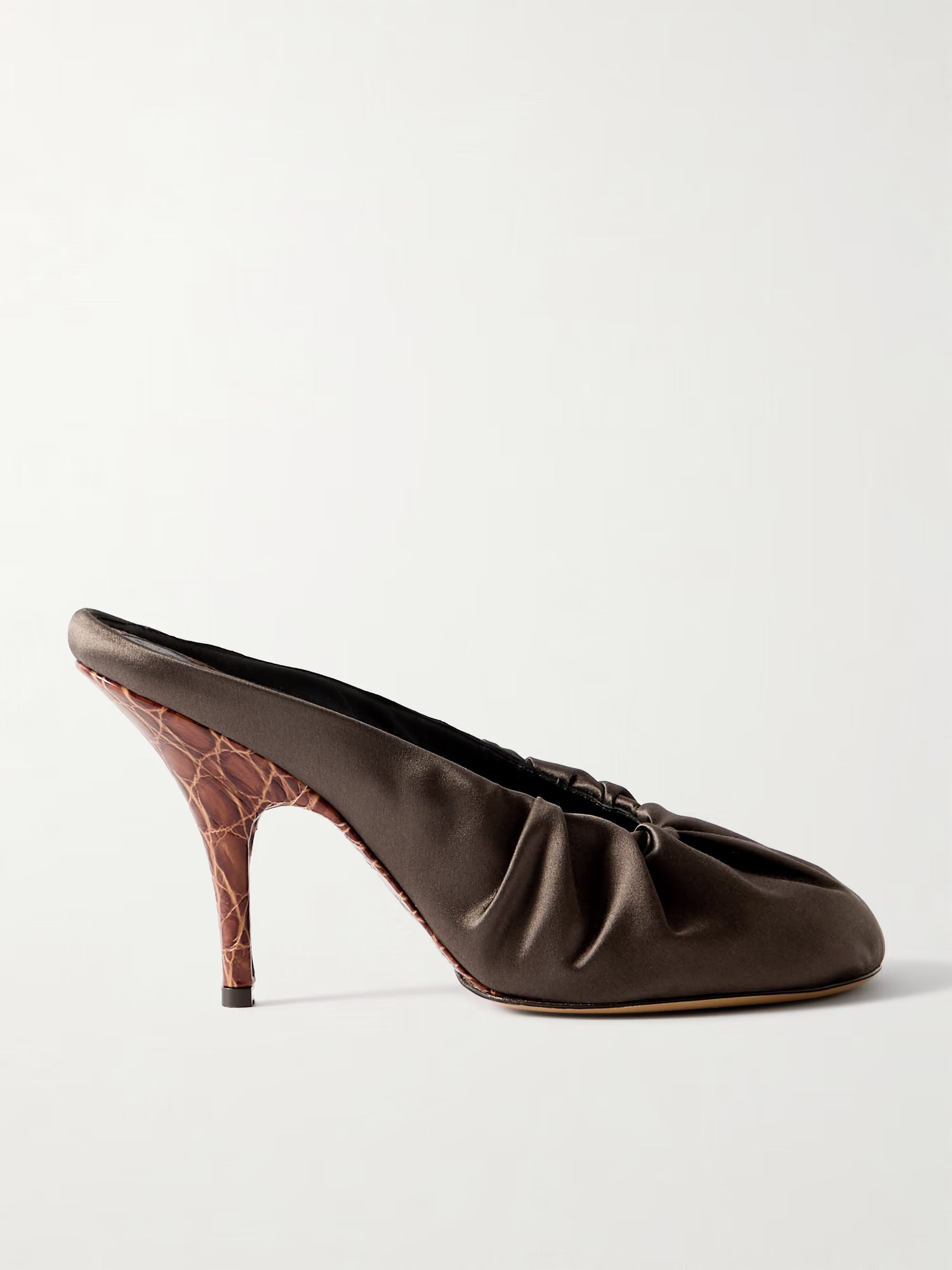 Ruched satin mules | NET-A-PORTER (US)