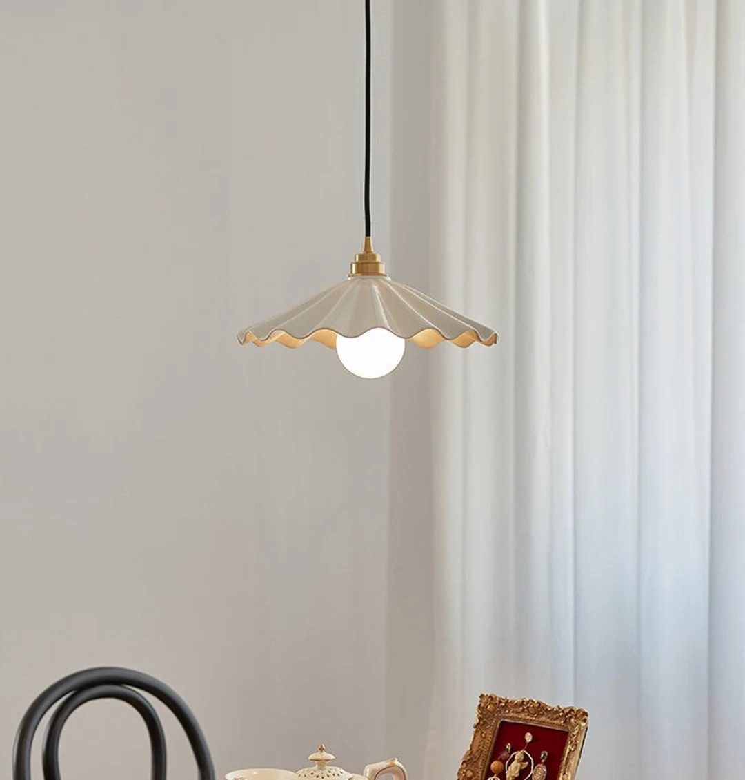 Ceramic Pendant Light/ Kitchen Island, Dining Room Lighting Fixture, Fluted Pendant Lights, White... | Etsy (US)