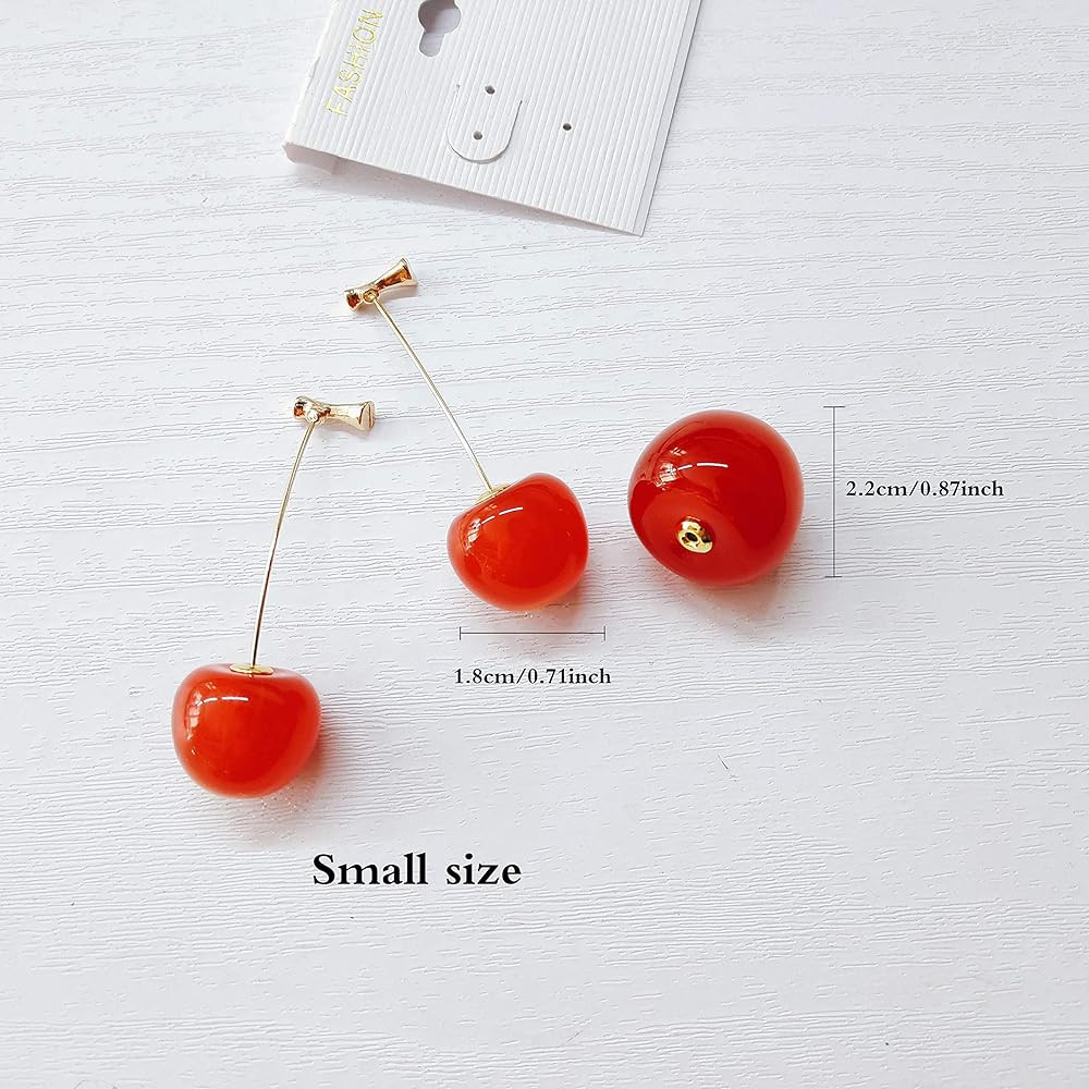 3D Red Cherry Drop Earrings Cute Fruit Gold Dangle Earrings Charm Jewelry Gift Earrings for Women | Amazon (US)