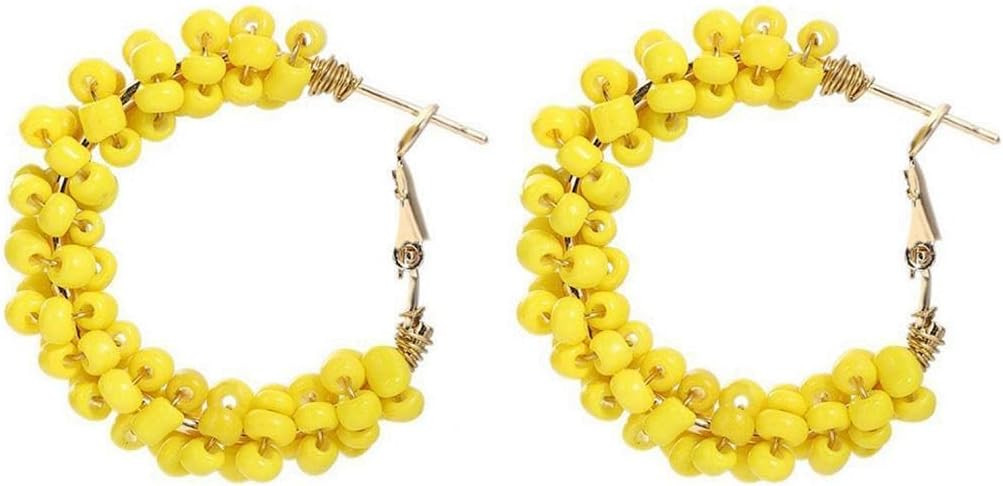 Colorful Beaded Earrings Boho Flower Hoop Earrings for Women | Amazon (US)