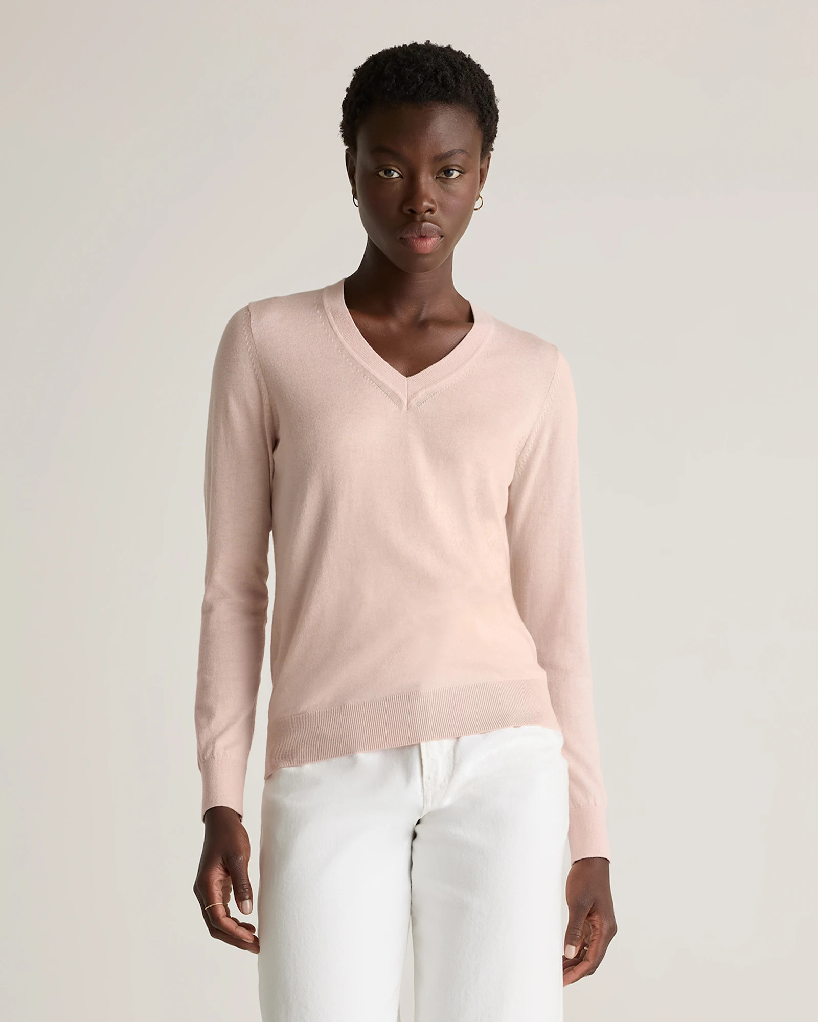 Lightweight Cotton Cashmere V-Neck Sweater | Quince