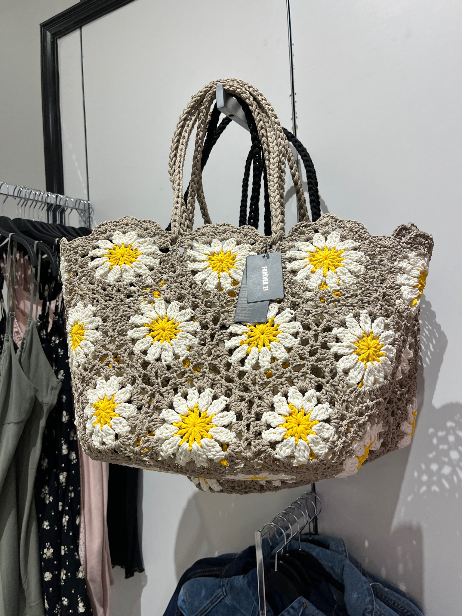 Super cute crochet daisy tote bag is perfect for a trip to the beach or anywhere really!  🌼

Forever 21 | tote bag with handles | crochet bag | festival season bag 

#LTKsalealert #LTKitbag #LTKFestival