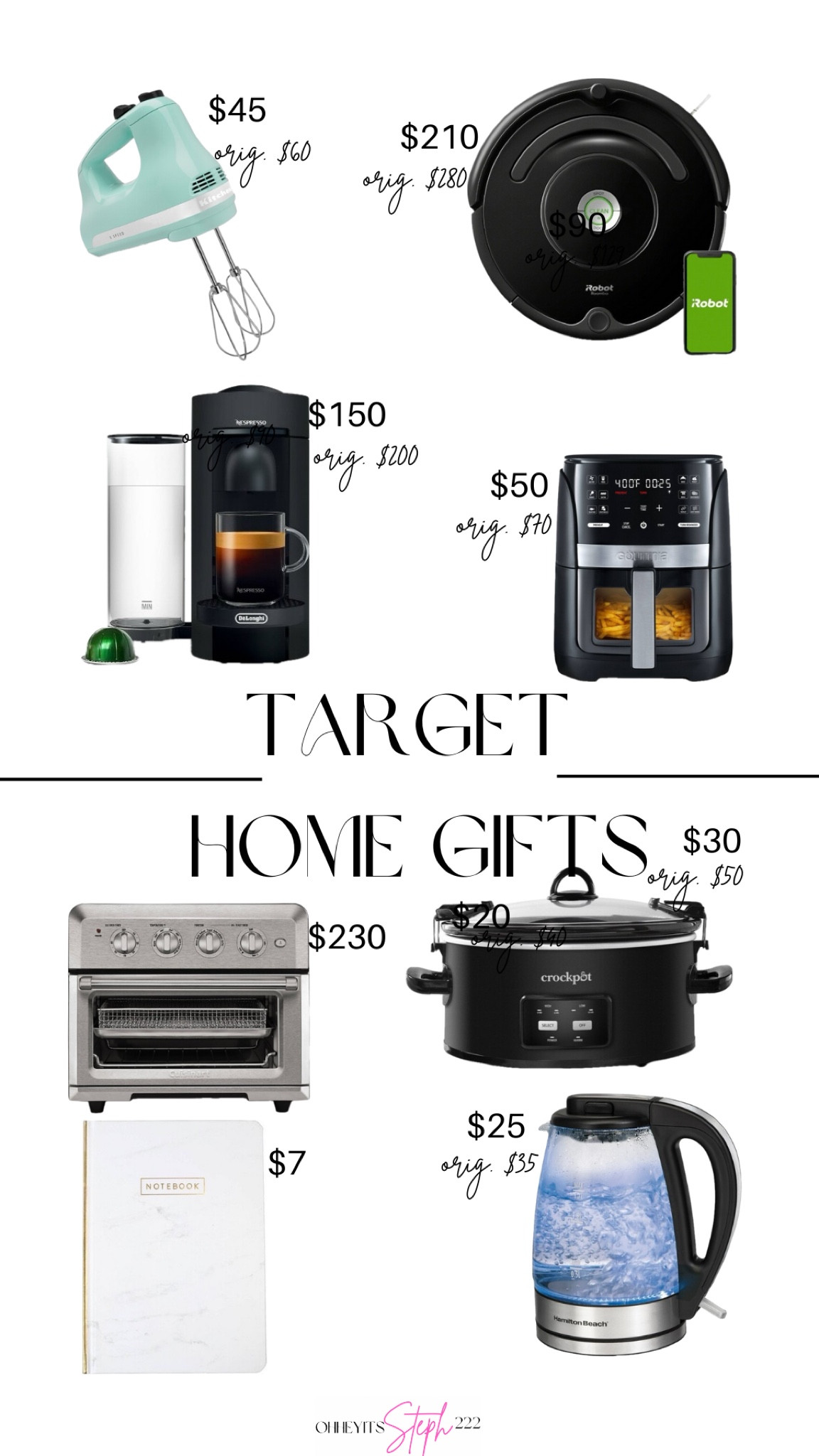 Target home gifts 🎁 

Gifts on sale, kitchen aide, last minute gifts, hand mixer, iRobot, air fryer, nespresso, crockpot, kettle, notebook 

#LTKfindsunder100 #LTKhome #LTKGiftGuide
