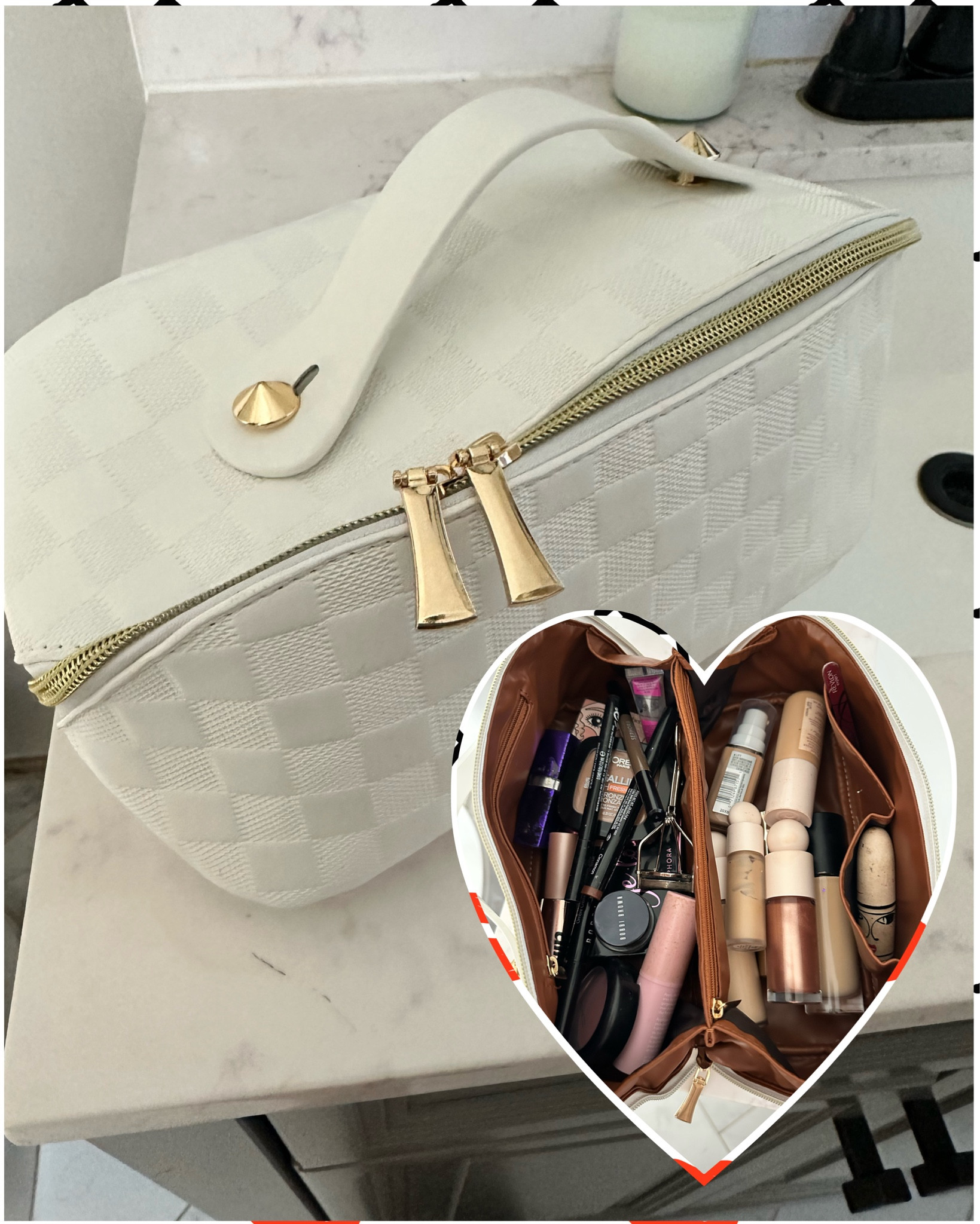 The best makeup bag! It holds so much and zippers to a small size. 
Only 19.99 and currently on sale! 
Amazon find
Checkered print 


#LTKbeauty #LTKunder50 #LTKitbag