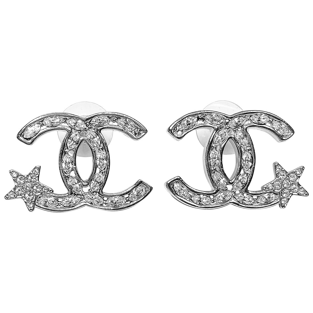 Chanel CC Silver Crystal EarRing for Women | Vestiaire Collective (Global)