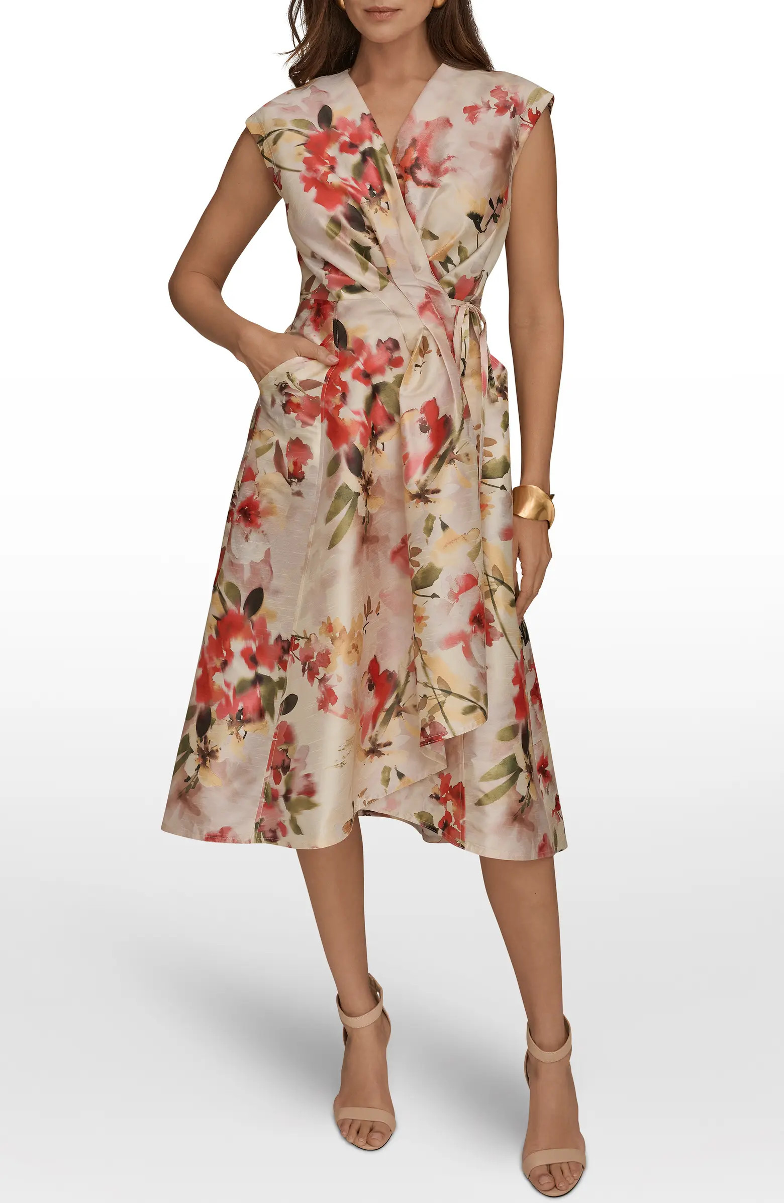 Floral Wrap Front Midi Dress | Nordstrom