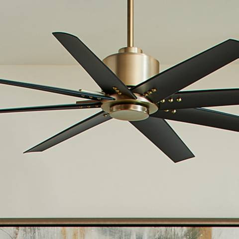 56" Oxygen Fleet Brass and Black Outdoor Ceiling Fan with Remote - #1690J | Lamps Plus | Lamps Plus