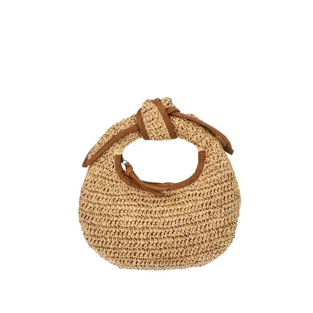 Time and Tru Women's Top Knot Mini Crescent Bag, Natural | Walmart (US)
