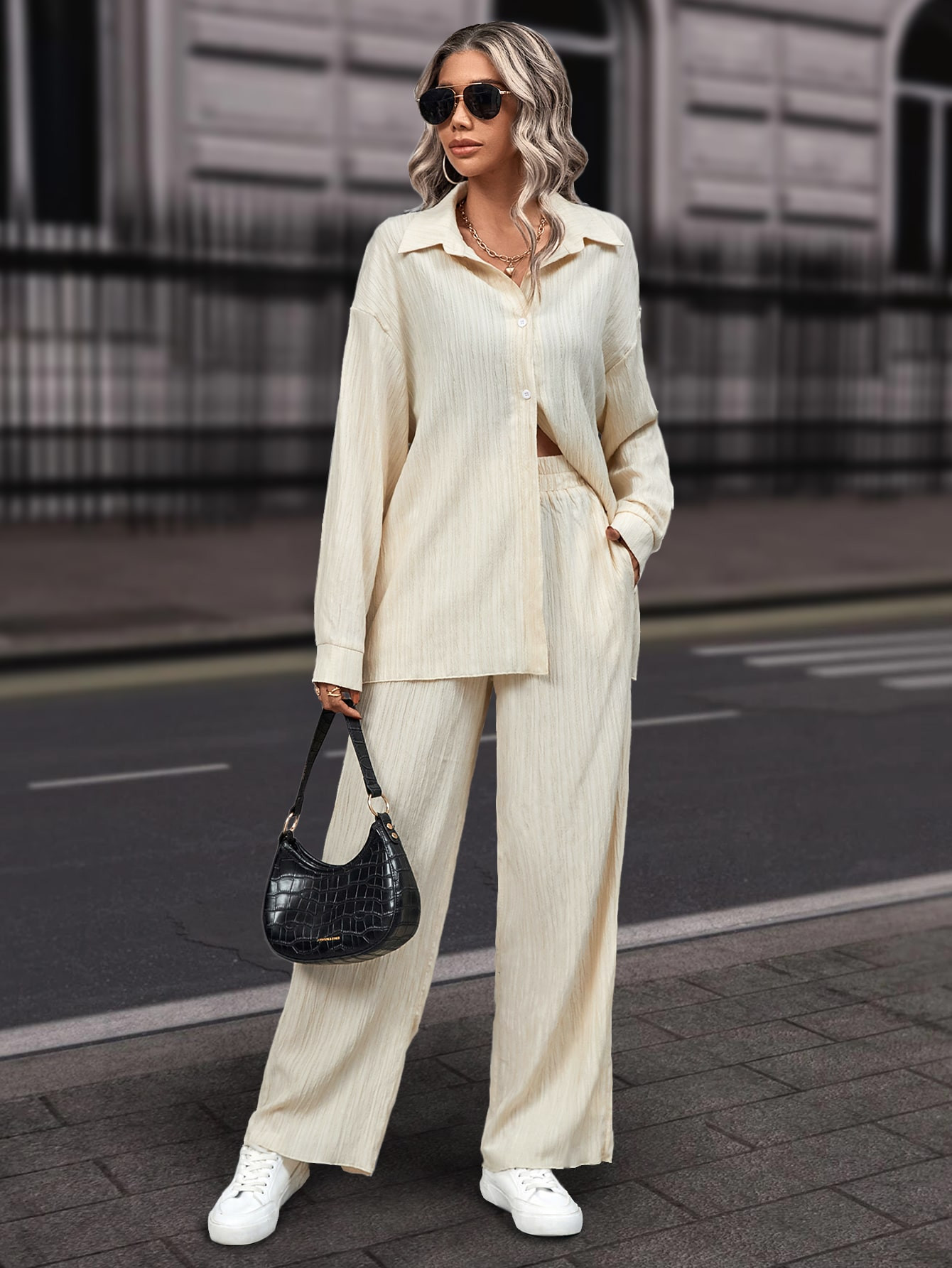 SHEIN Frenchy Drop Shoulder Shirt & Pants | SHEIN