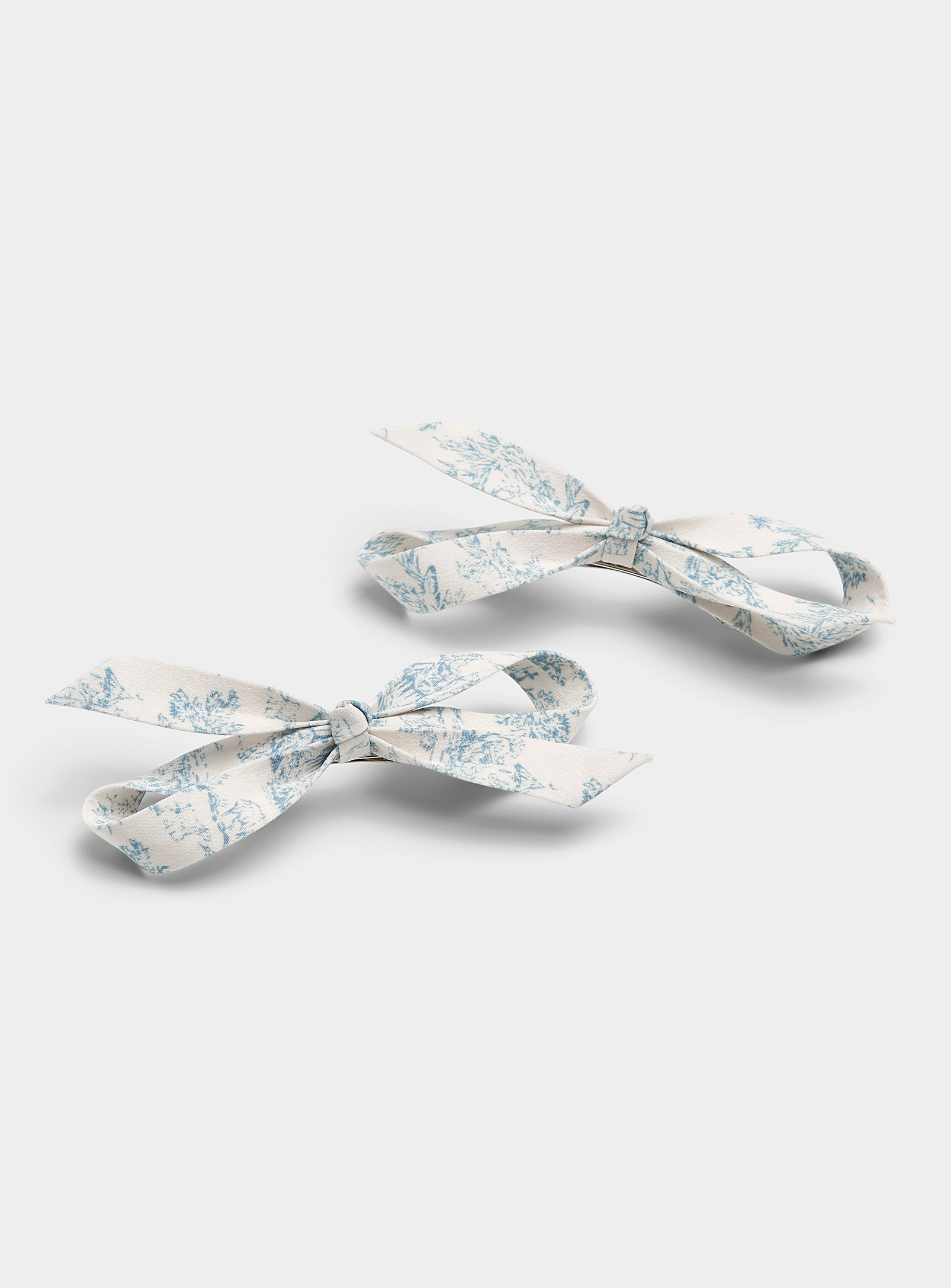 Simons - Toile de Jouy bow barrettes Set of 2 (Women, Blue, ONE SIZE) | Simons