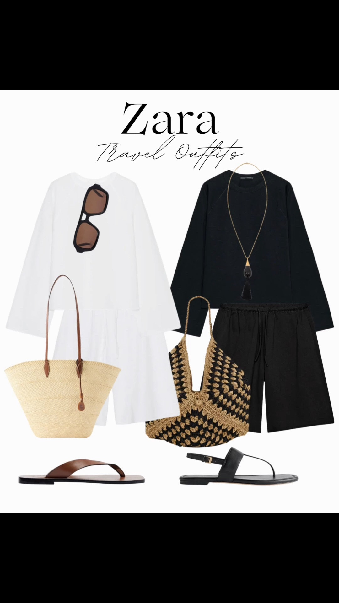 Zara travel outfits ✈️

Tags: matching sets, long sleeve t-shirt, Bermuda shorts, raffia tote bag, leather sandals, pendant necklace, airplane outfit, airport look

#LTKsummer #LTKtravel #LTKbag
