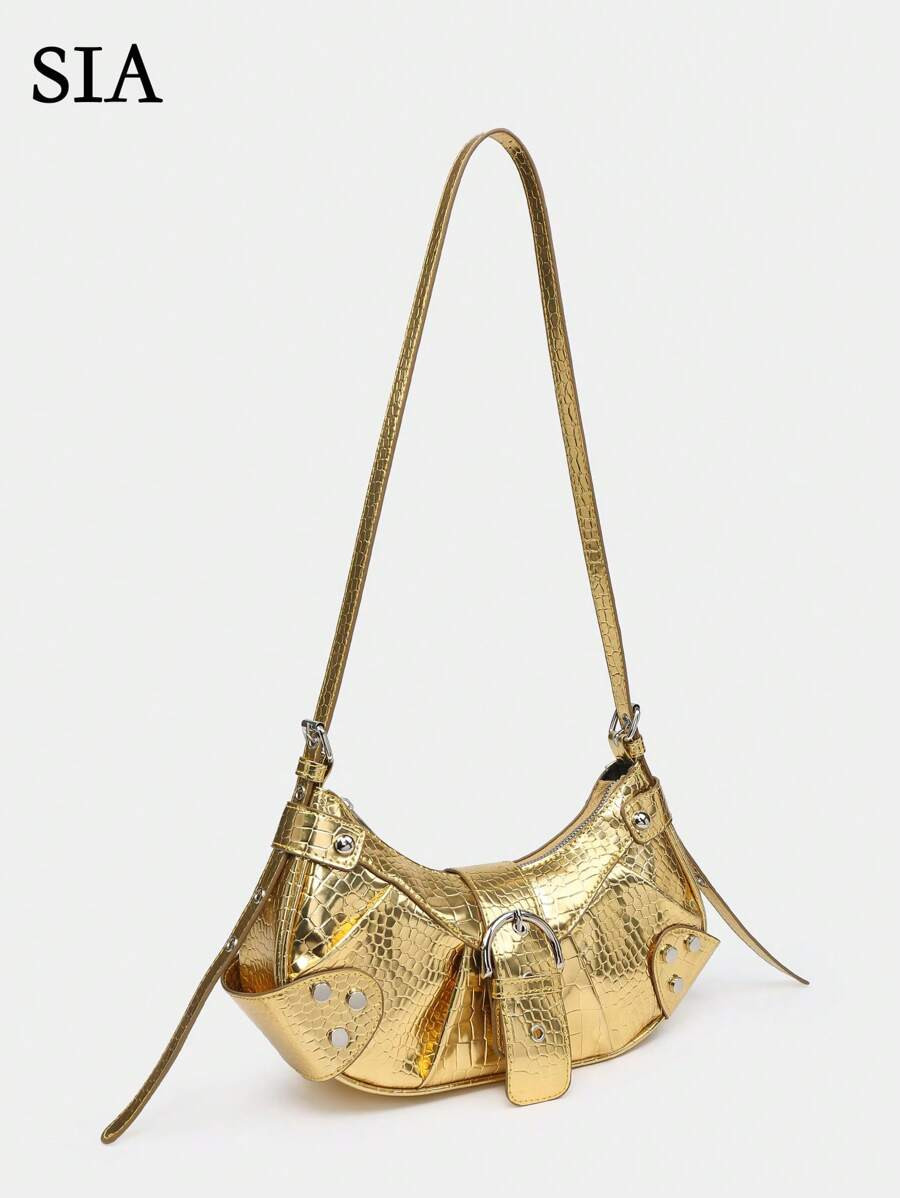 Lightweight Portable Vintage Crossbody Bag For Women: Punk & Gothic Y2K Style Vegan Leather Motor... | SHEIN