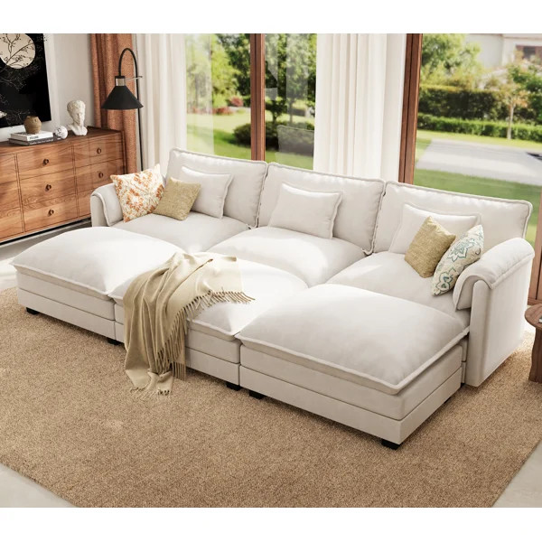Amabilia 6-Piece 116'' Comfy Cloud Modular Sectional Sofa With Deep Seat, 3-Seat Sofa With Remova... | Wayfair North America