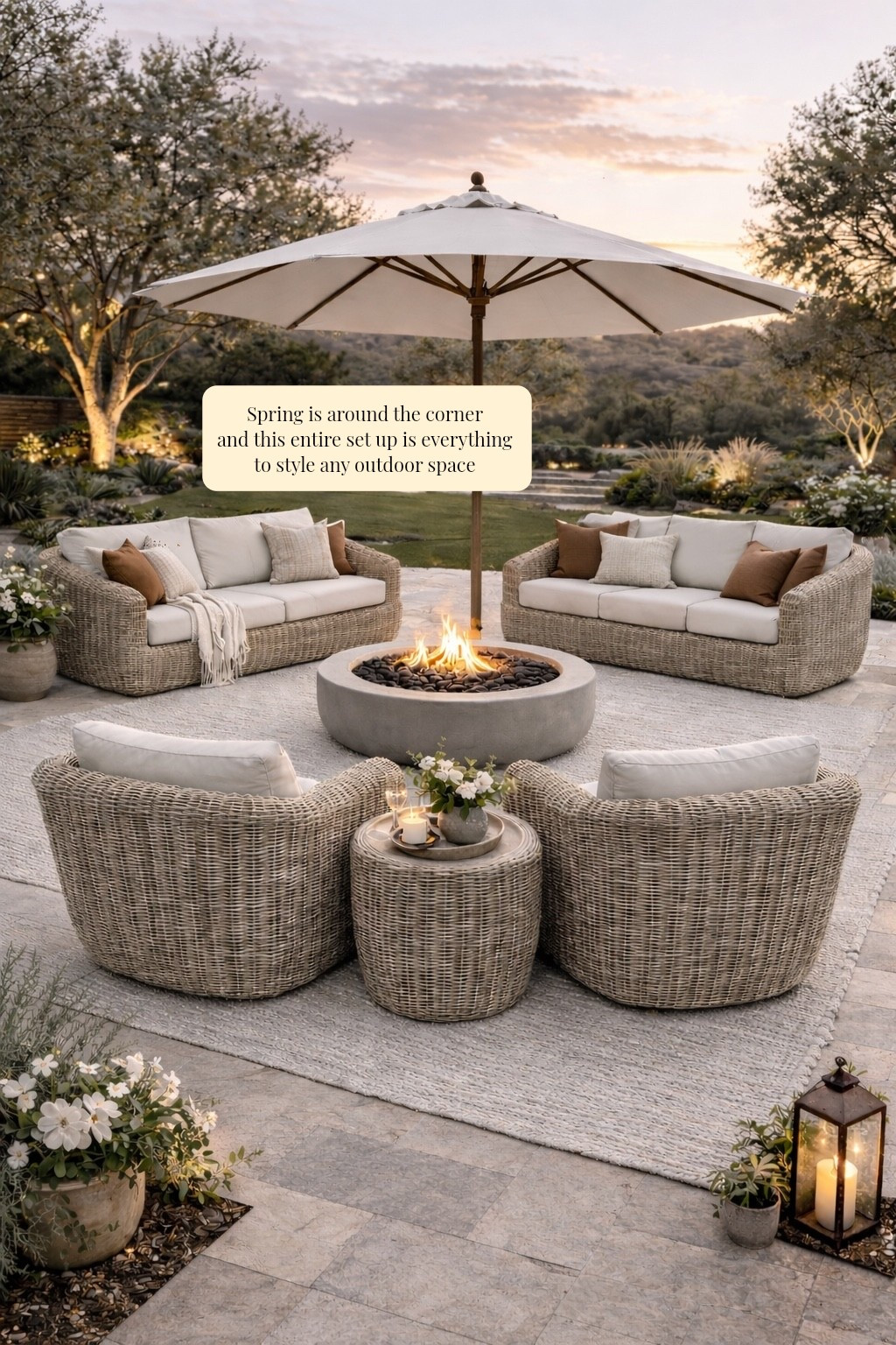 Spring is around the corner 
and this entire set up is everything 
to style any outdoor space.

Outdoor furniture 
Outdoor sofa
Outdoor chair
Rug
Umbrella

#LTKHome