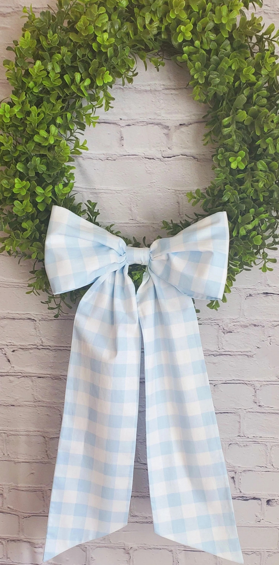 Blue Buffalo Check Wreath Sash Bow: Christmas Front Porch Decor - Etsy | Etsy (US)