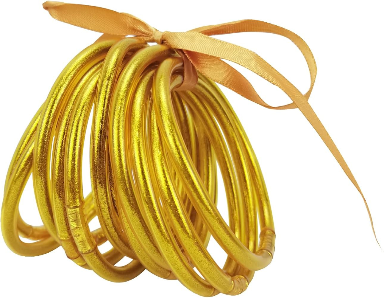 12PCS Glitter Jelly Bangle Bracelet Set - Gold Sparkling Fashion Bangle Bracelet Jewelry - Lightw... | Amazon (US)