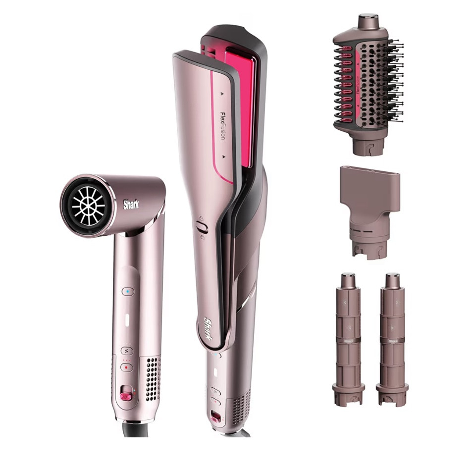 Shark Flex Fusion Blow Dryer & Wet to Dry Hair Brush with Curl Attachements