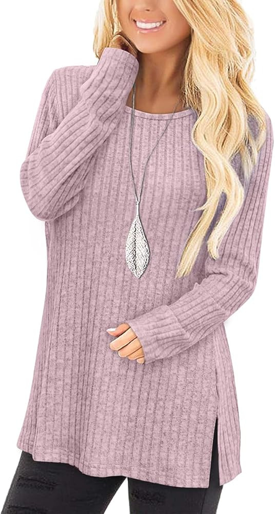 Jescakoo Womans Sweaters Long Sleeve Tunic Tops to Wear with Leggings Grey S | Amazon (US)