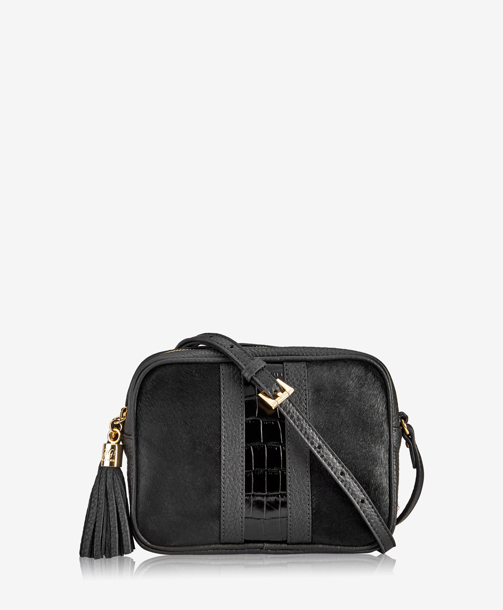 Maddie Crossbody Handbag Black Italian Haircalf | GiGi New York / Graphic Image