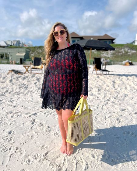 Plus Size Beach Outfit! 
Target Wild Fable dress in a 2X, Walmart neon ribbed one piece in a 2X - size up if you're between sizes, Target bag, Target sugar fix earrings, Amazon sunnies! 

#LTKSwim #LTKSeasonal #LTKPlusSize