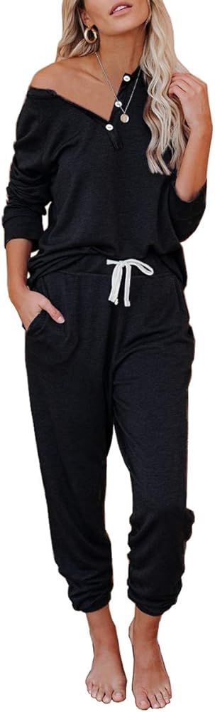 AUTOMET Womens Lounge Sets Loungewear Long & Short Sleeve Pajamass Sets with Jogger Sweatpants Sw... | Amazon (US)