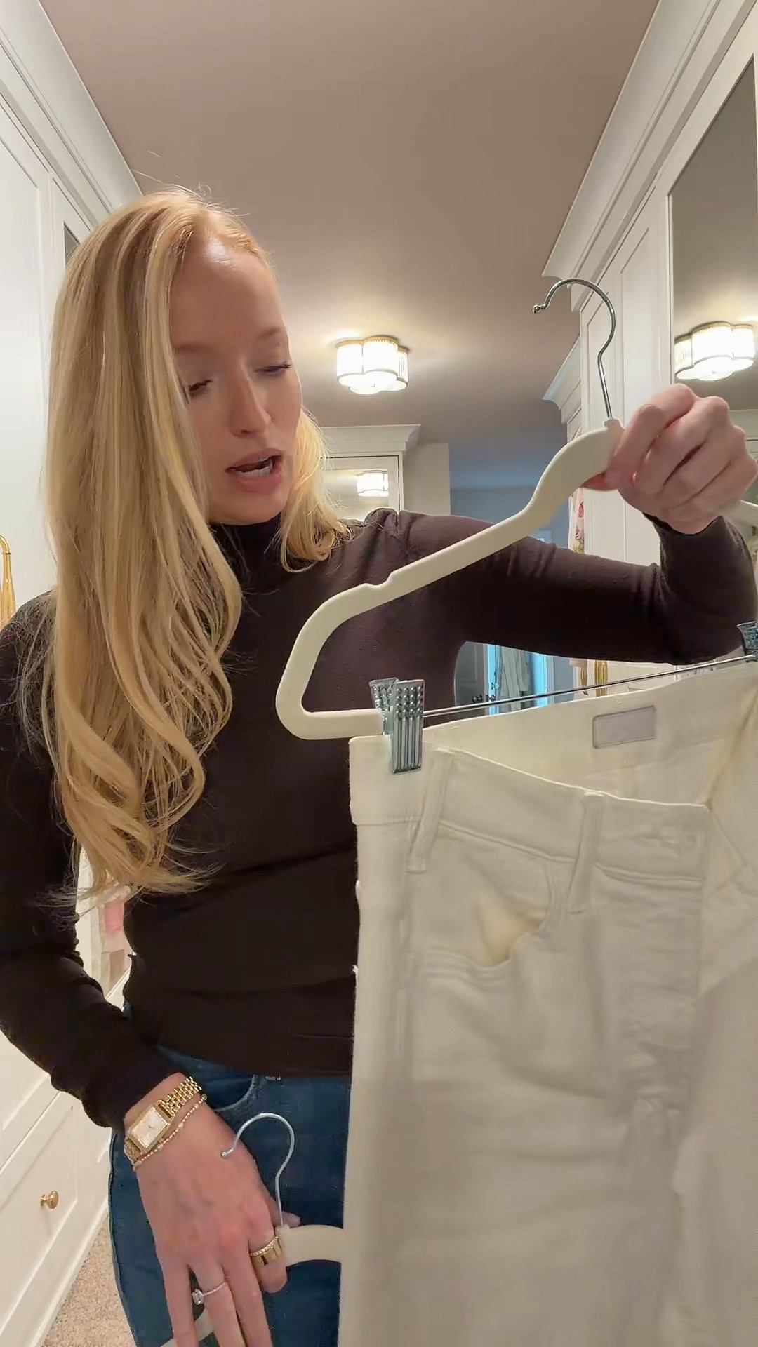 My most worn jeans!! They’re stretchy but don’t stretch out and get frumpy with wear and they fit my shorter torso perfectly. They’re TTS but I did size up in my white jean 