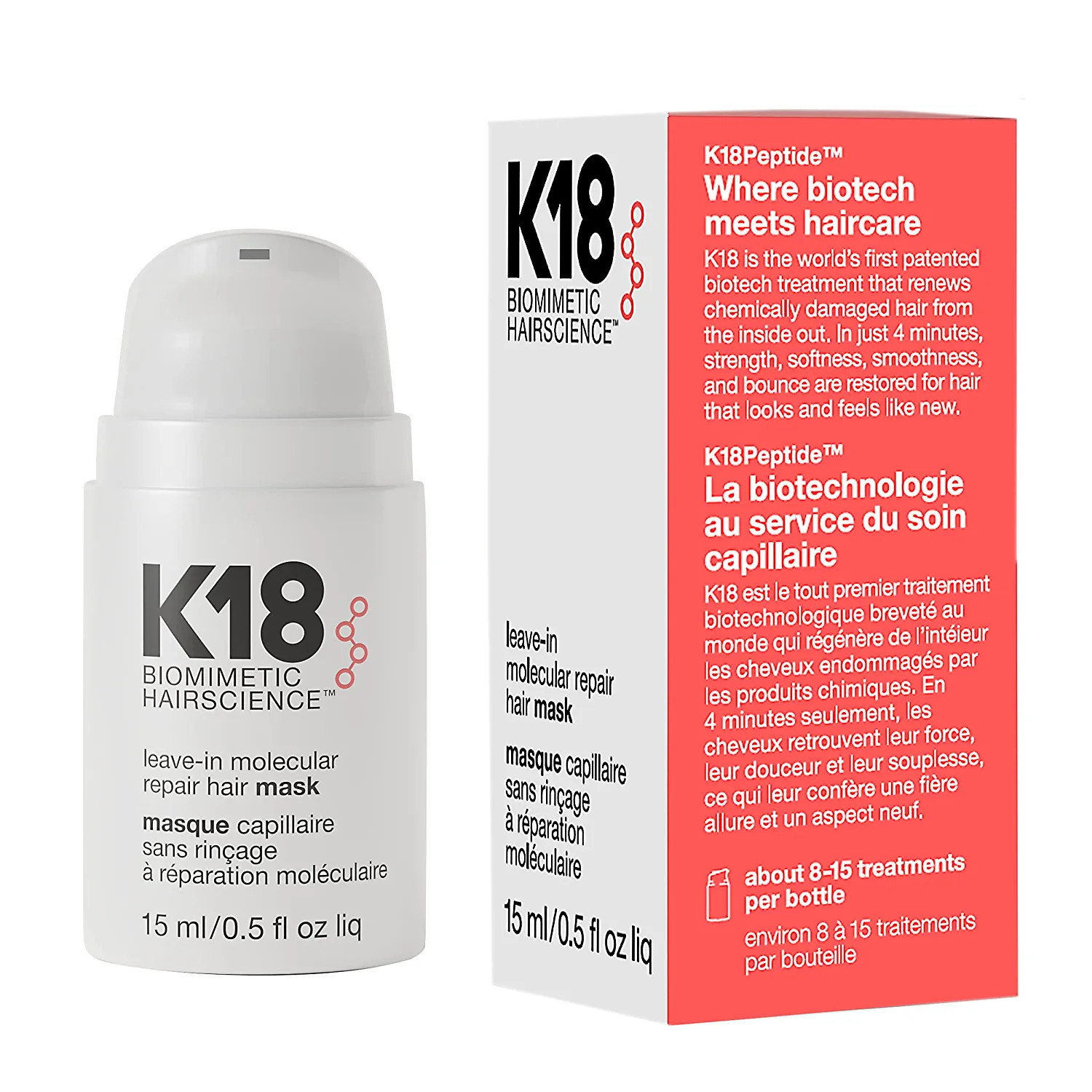 K18 Leave-In Repair Hair Mask Treatment to Repair Dry or Damaged Hair - 4 Minutes to Reverse Hair... | Amazon (US)