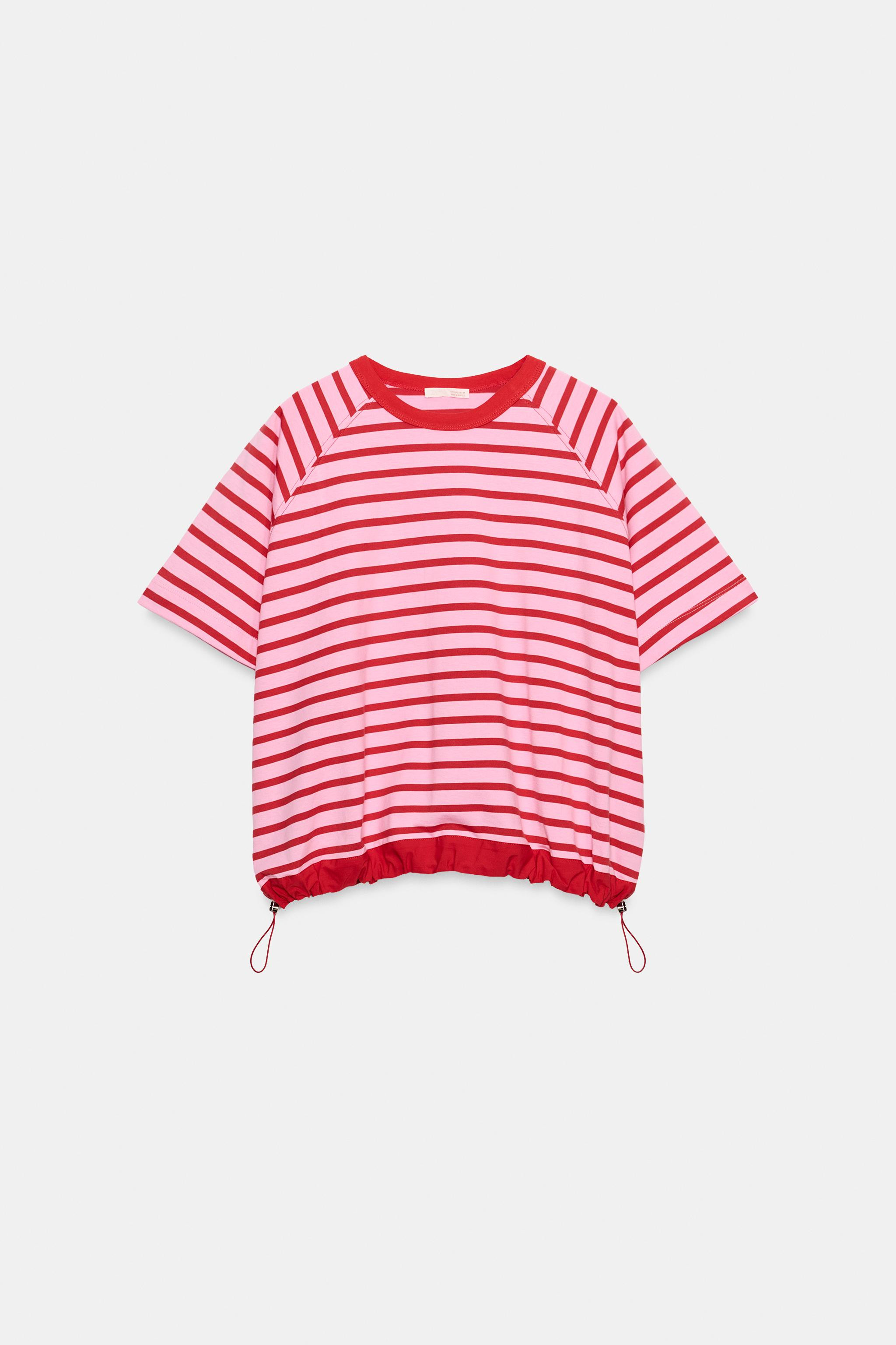 STRIPED T-SHIRT WITH STOPPERS | Zara US