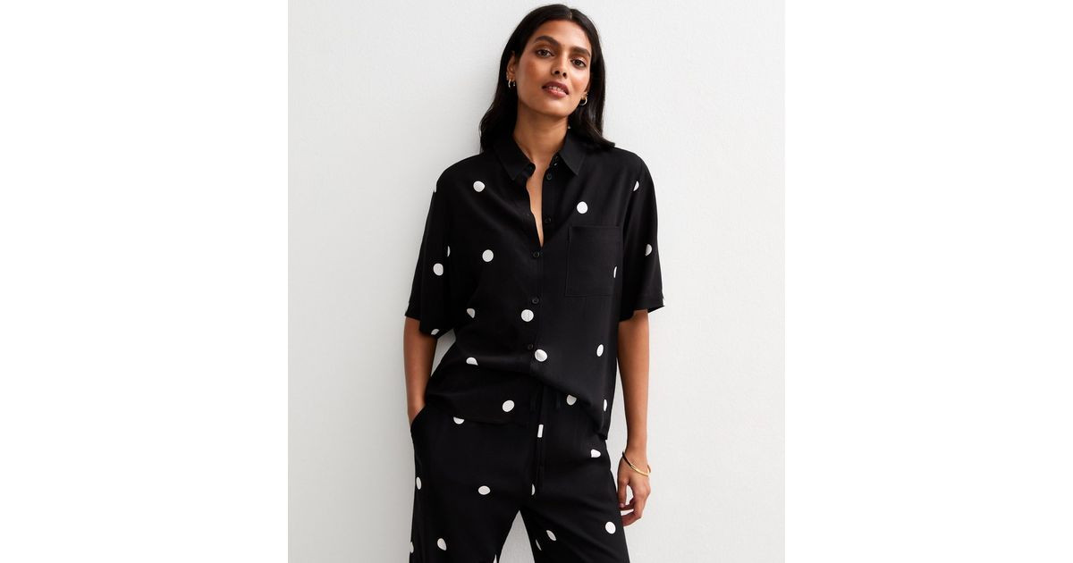 Black Spot Print Oversized Resort Shirt
						
						Add to Saved Items
						Remove from Saved I... | New Look (UK)