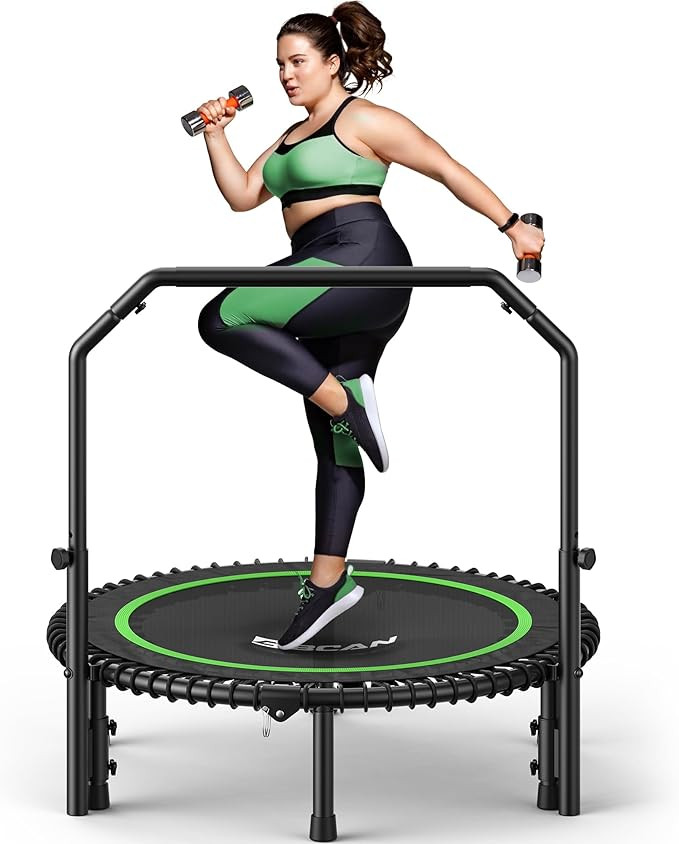 BCAN BT2 450/550LBS Mini Rebounder Trampoline for Adults with Bar, Fitness Trampoline with Bungee... | Amazon (US)