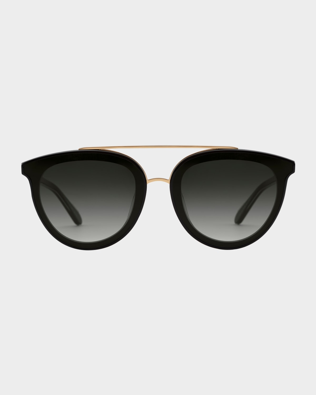 Clio Round Acetate Sunglasses, Black | Neiman Marcus