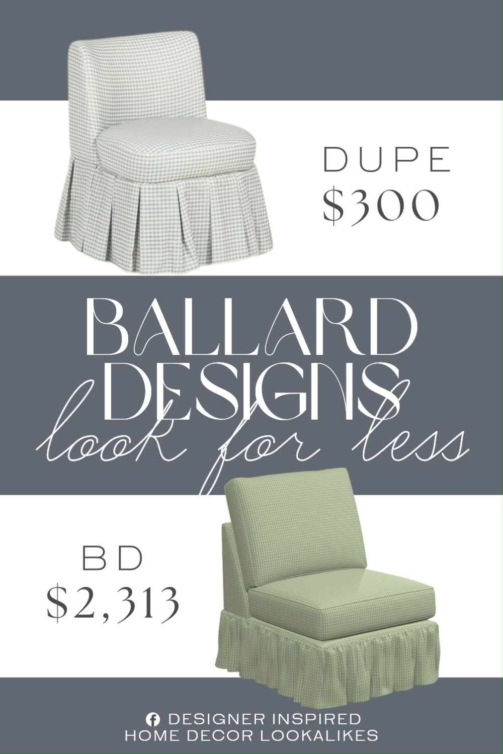 Inspired by Ballard Designs Slipper Chair with Ruffle Skirts. Ruffle Skirt Chair. Slipcovered Accent Chair. Farmhouse Accent Chair. Coastal Cottage Chair. Pleated Skirt Chair. Gingham Accent Chair. Plaid Upholstered Chair. 

Home more affordable option find copy cat similar look for less budget friendly affordable cheap cheaper beautiful pretty. Clearance sale coupon code discount code promo code luxury lookalike look a like Inspo inspiration inspired by idea ideas Love like these? I share multiple every day in my FB group.
#ballarddesigninspired #accentchair #skirtedchair #rufflechair #upholsteredchair #ginghamdecor #furniturefinds #homeinspo 

 #LTKHome