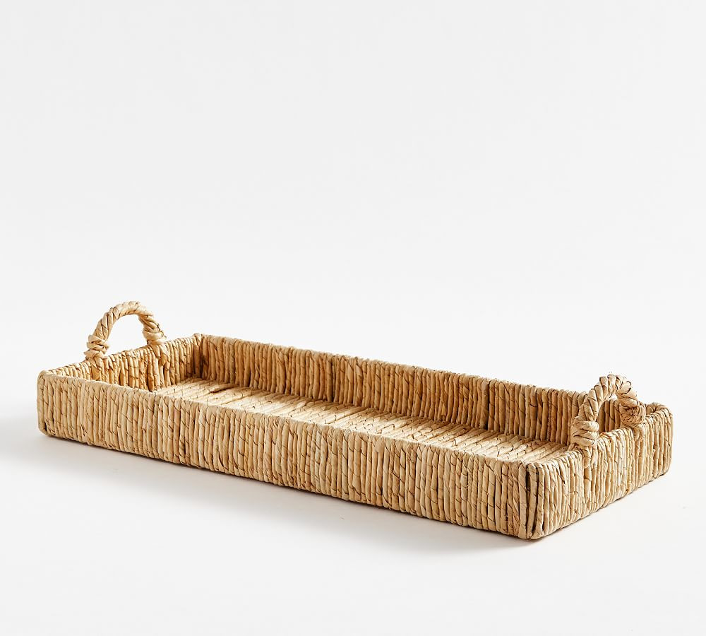 Malibu Handwoven Seagrass Rectangular Bar Tray | Pottery Barn (US)