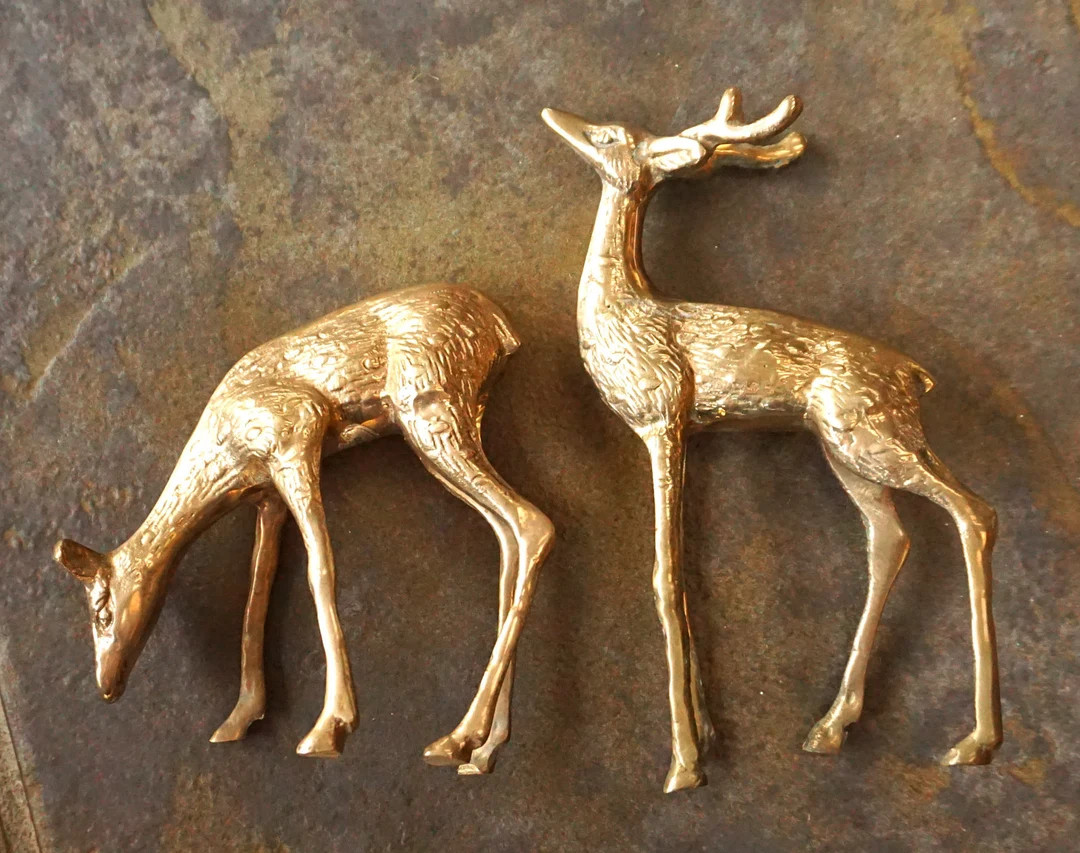 Solid Brass Deer, Vintage Decor - Etsy | Etsy (US)