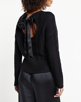 Cable Knit Satin Tie Back Sweater | Express
