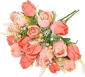 FuleHouzz Artificial Rose Flower 20 Heads 2 Bundles Bridal Bouquet Silk Rose Bulk for Wedding Hom... | Amazon (US)